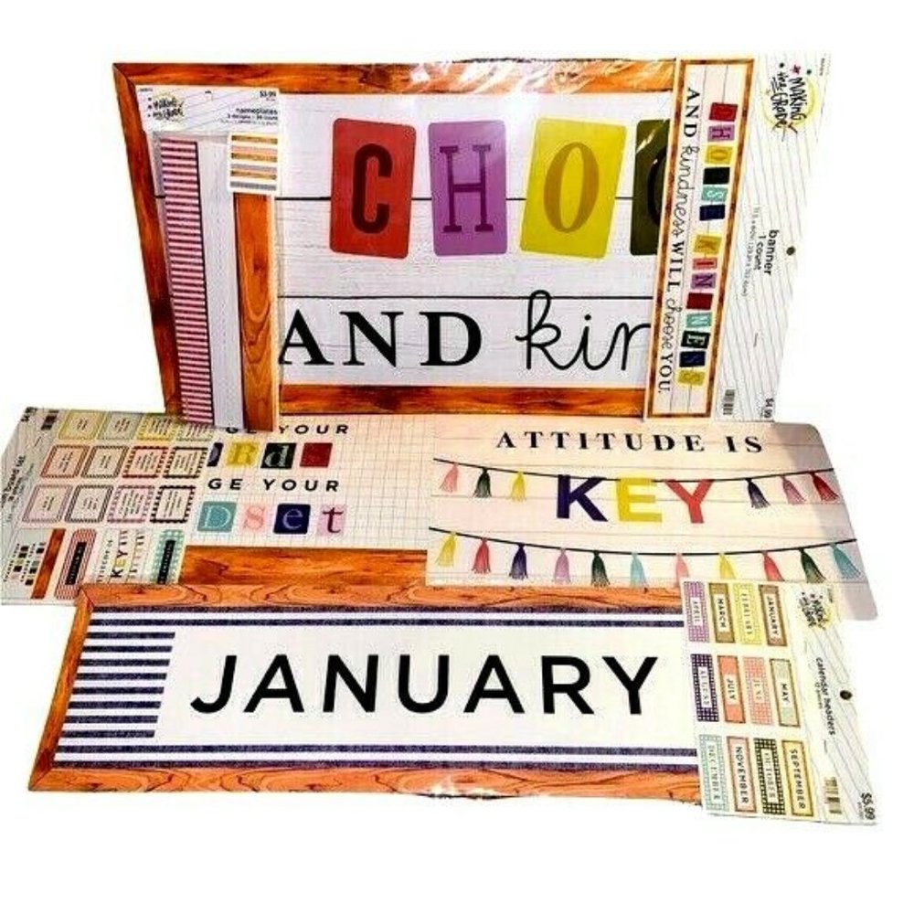 Making The Grade Classroom Decor Wood Trim Bundle - New 4 Packages